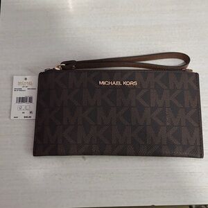 Michael Kors Dark Brown Logo Wristlet